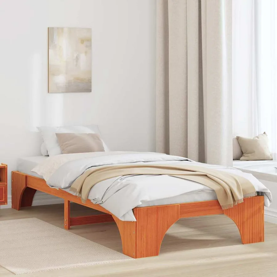 Cadre de lit Brun cire 80 x 200 cm Pin massif