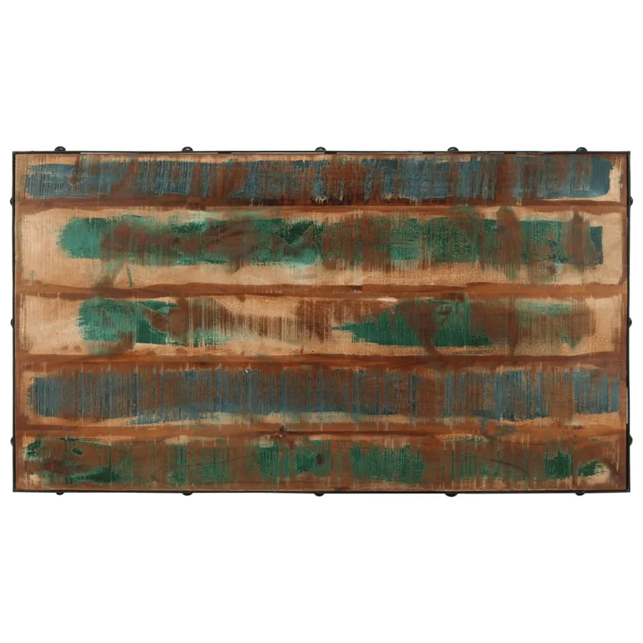 Table basse roulettes bois de récupération massif 100x55x26 cm - 4