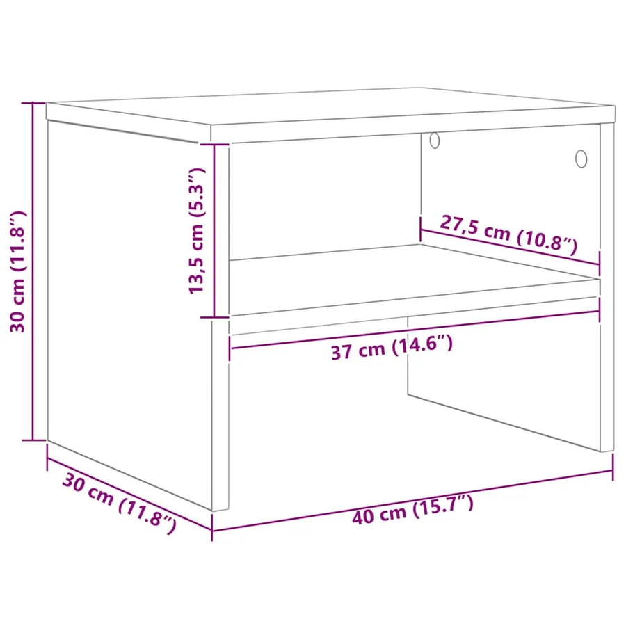 Cabinet de chevet chêne artisanal 40 x 40 x 30 cm - 11