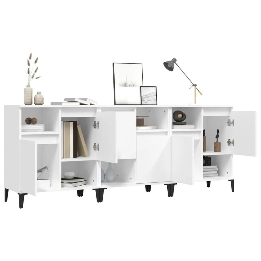 Buffets 3 pcs blanc 60x35x70 cm bois d'ingénierie - 4