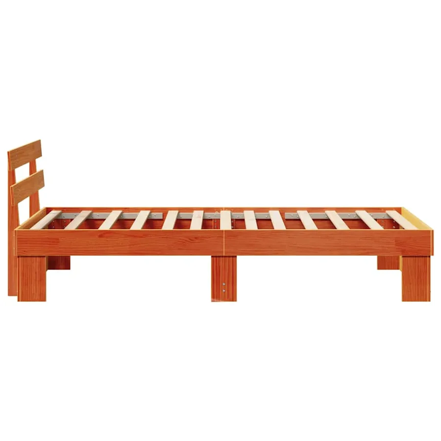 Cadre de lit avec tête de lit Brun cire 75 x 190 cm Pin massif - 6