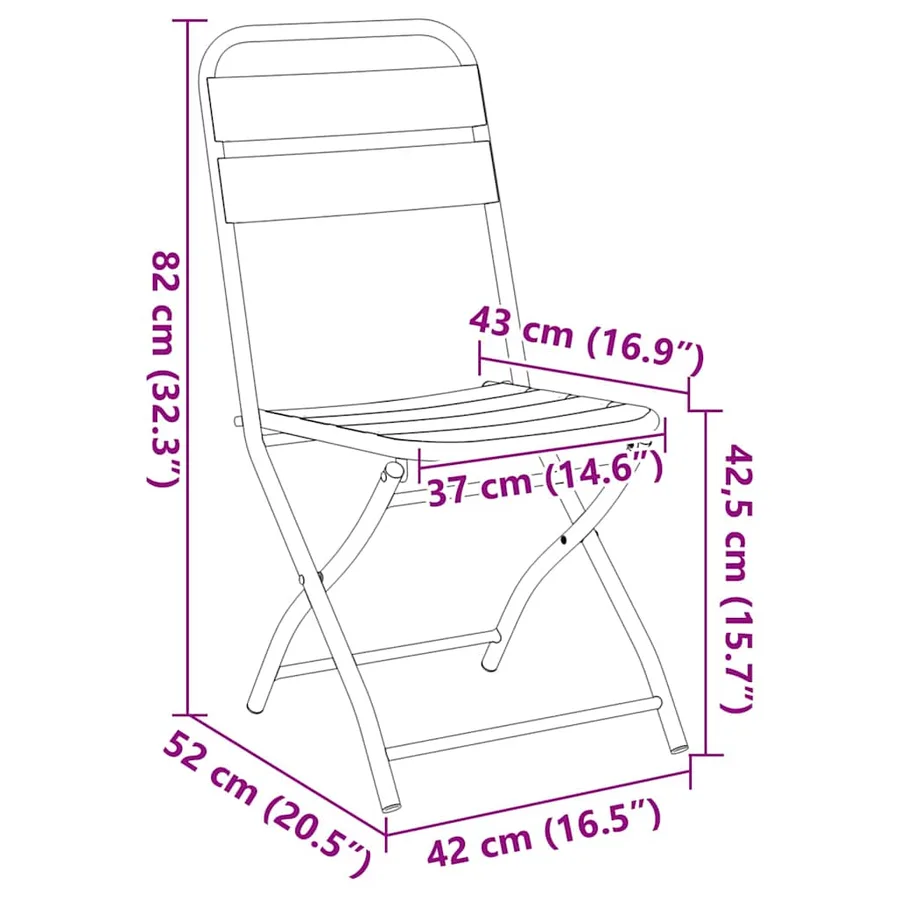 Chaise de jardin pliante 2 pcs Beige 42 x 52 x 82 cm - 13
