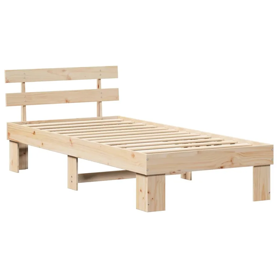 Cadre de lit avec tête de lit Naturel 100 x 200 cm Pin massif - 4