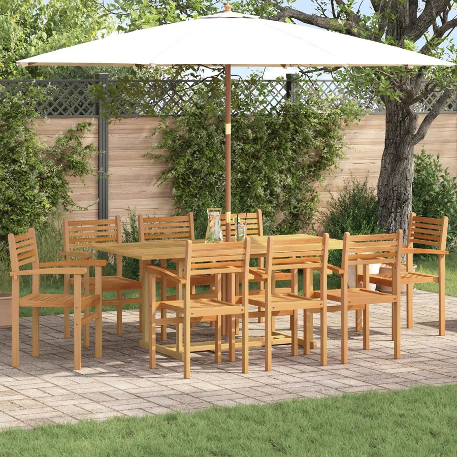 Ensemble de salle à manger pour jardin 9 pcs Marron