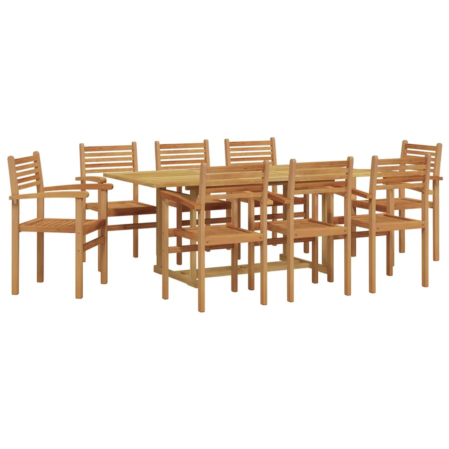 Ensemble de salle à manger pour jardin 9 pcs Marron - 2