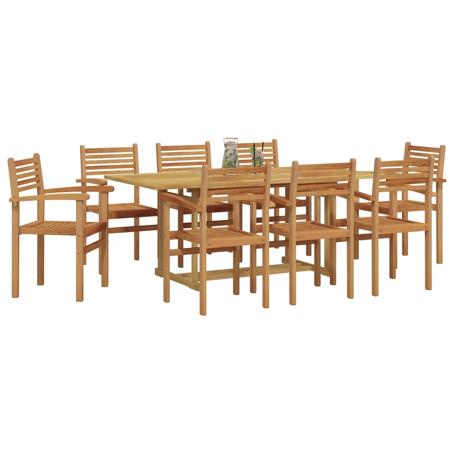 Ensemble de salle à manger pour jardin 9 pcs Marron - 3