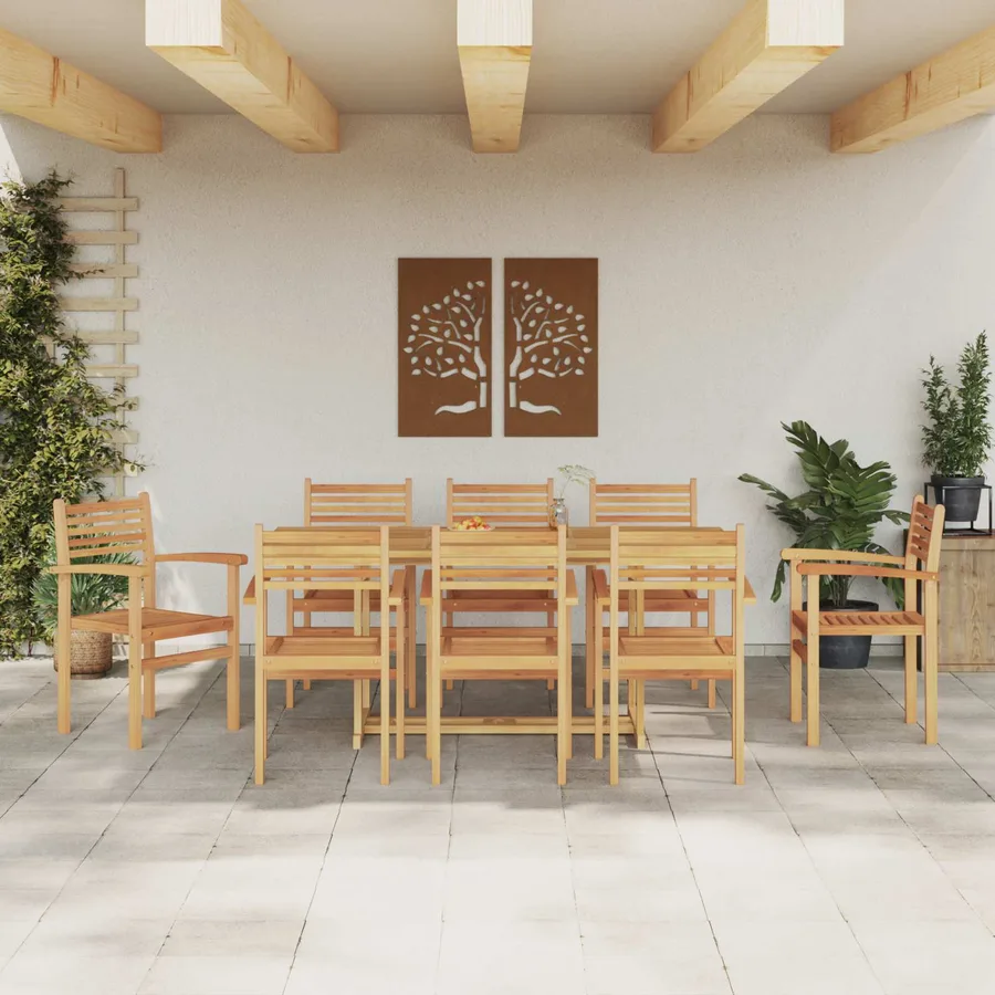 Ensemble de salle à manger pour jardin 9 pcs Marron - 4