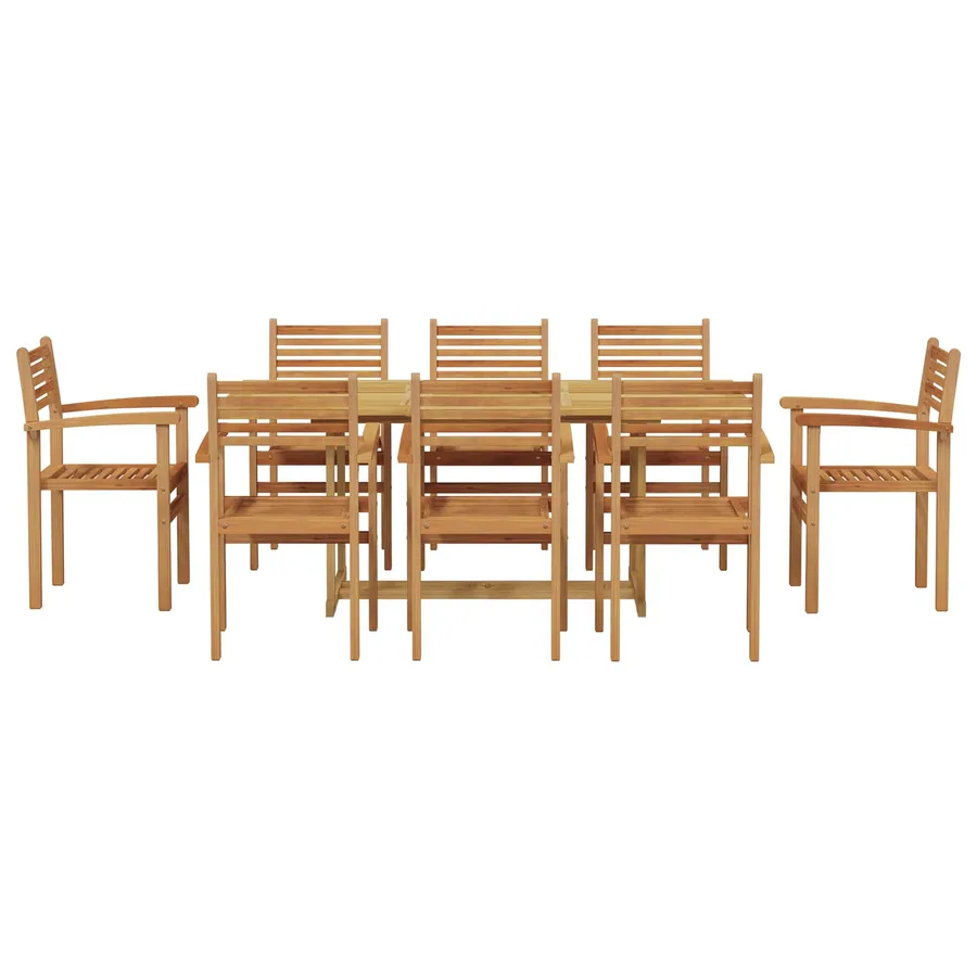 Ensemble de salle à manger pour jardin 9 pcs Marron - 7