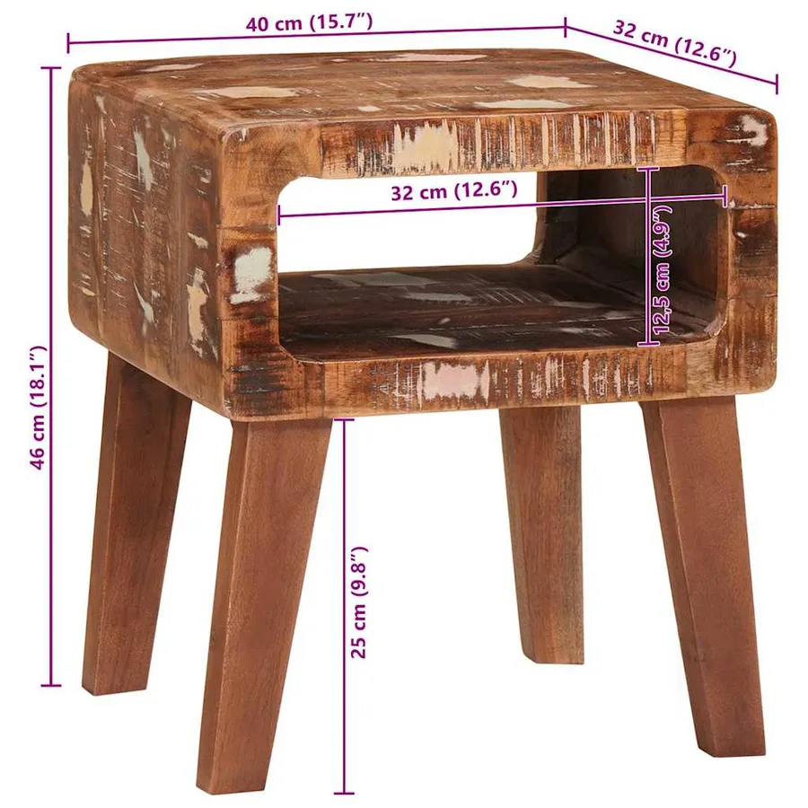 Table d'appoint Marron 40 x 32 x 46 cm Bois Recyclé Solide - 10