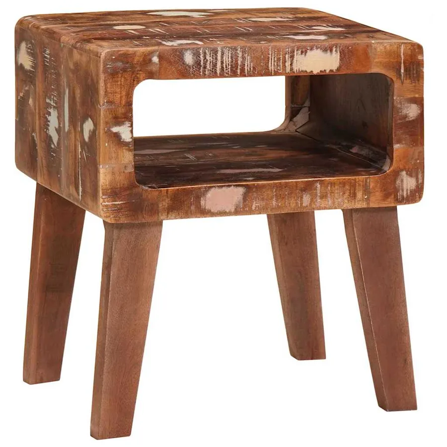 Table d'appoint Marron 40 x 32 x 46 cm Bois Recyclé Solide - 2
