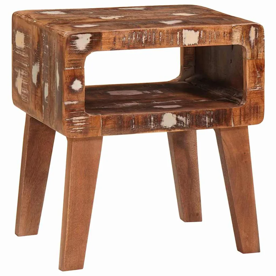 Table d'appoint Marron 40 x 32 x 46 cm Bois Recyclé Solide - 3