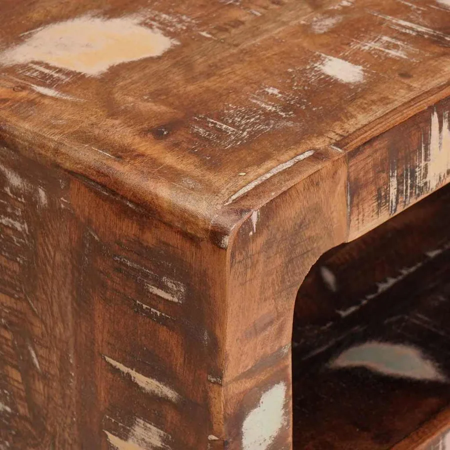 Table d'appoint Marron 40 x 32 x 46 cm Bois Recyclé Solide - 7