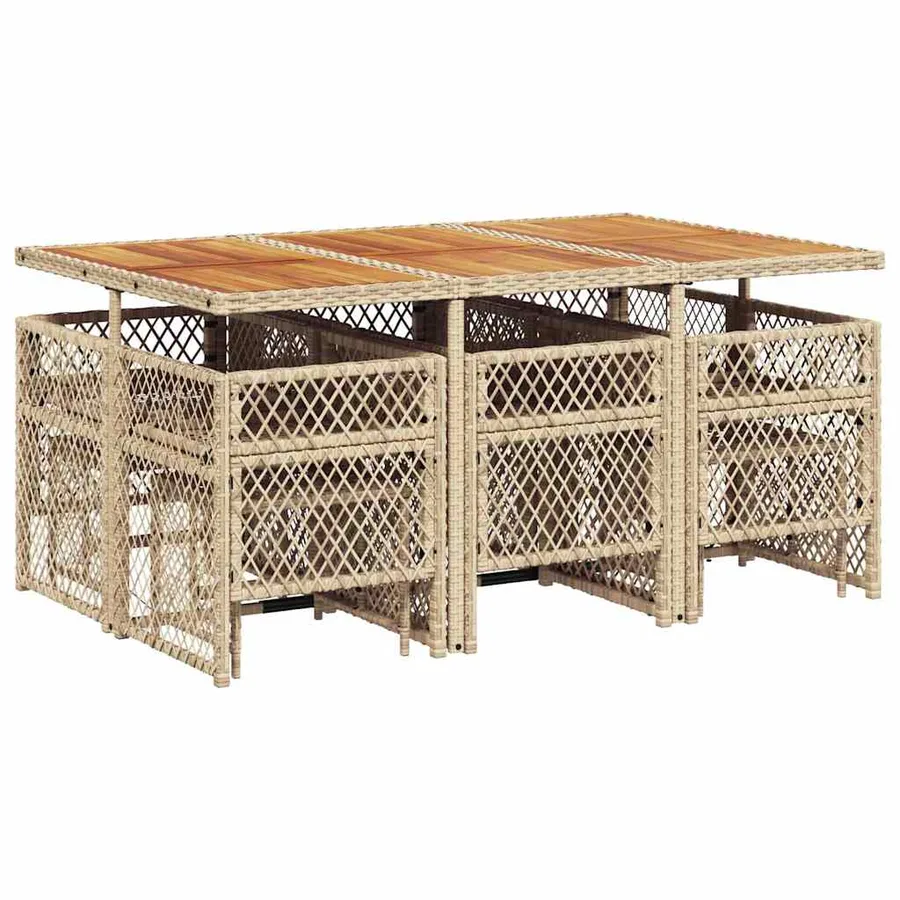 Ensemble à manger de jardin et coussins 11 pcs beige poly rotin - 6