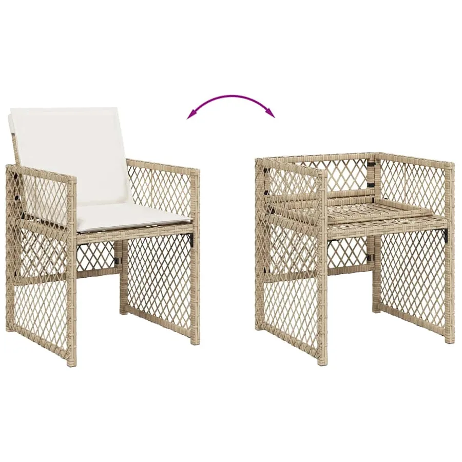 Ensemble à manger de jardin et coussins 11 pcs beige poly rotin - 7