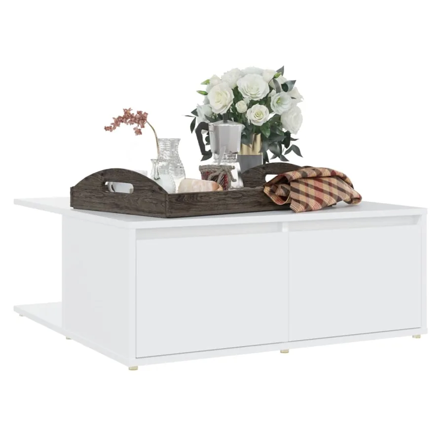 Table basse blanc 80x80x31 cm bois d'ingénierie - 3