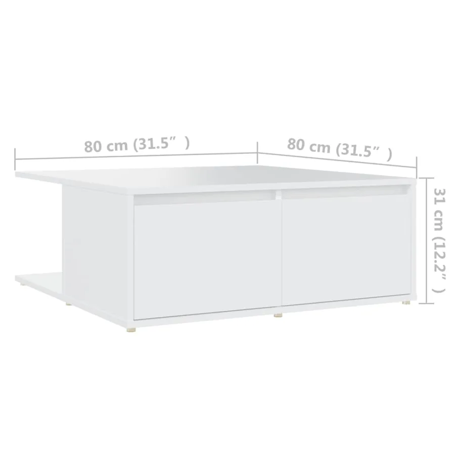 Table basse blanc 80x80x31 cm bois d'ingénierie - 7