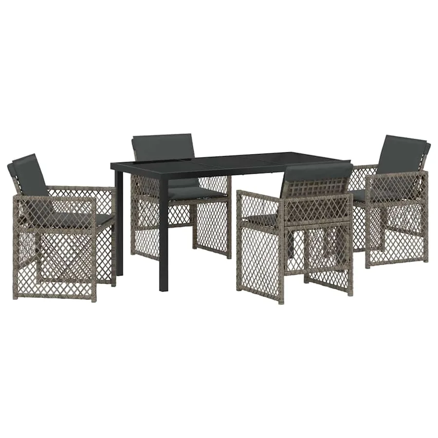 Ensemble de salle à manger pour jardin 5 pcs Gris polyrotin - 2