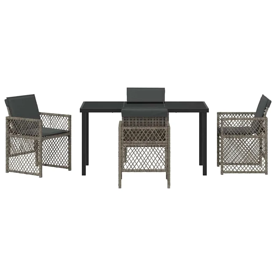 Ensemble de salle à manger pour jardin 5 pcs Gris polyrotin - 7