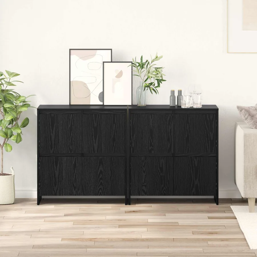 Buffets 2 pcs Chêne noir 70 x 41 x 75 cm Bois d'ingénierie