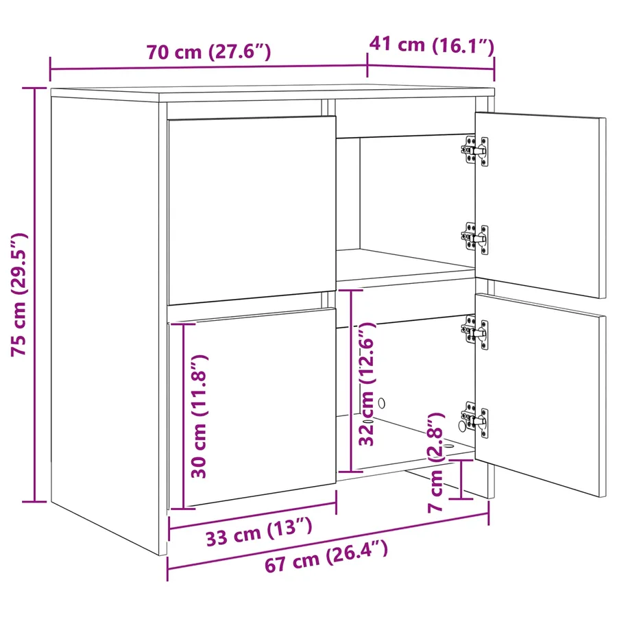 Buffets 2 pcs Chêne noir 70 x 41 x 75 cm Bois d'ingénierie - 10