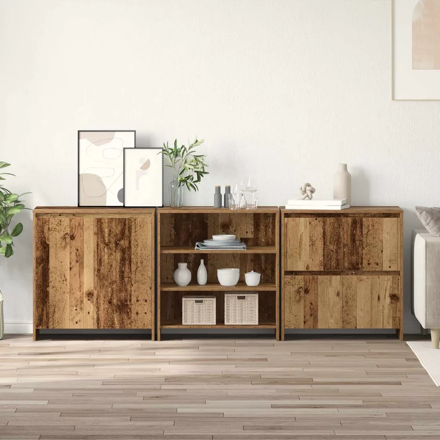 Buffet 3 pcs Bois ancien 70 x 41 x 75 cm Bois d'ingénierie