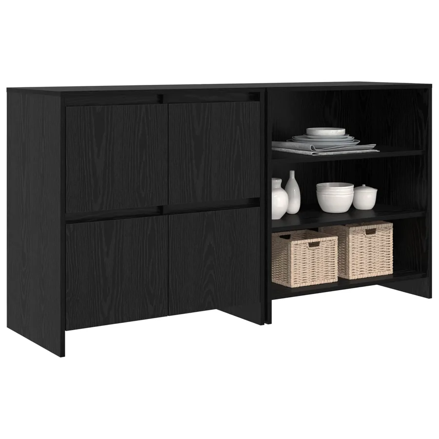 Buffet 2 pcs Chêne noir 70 x 41 x 75 cm Bois d'ingénierie - 3