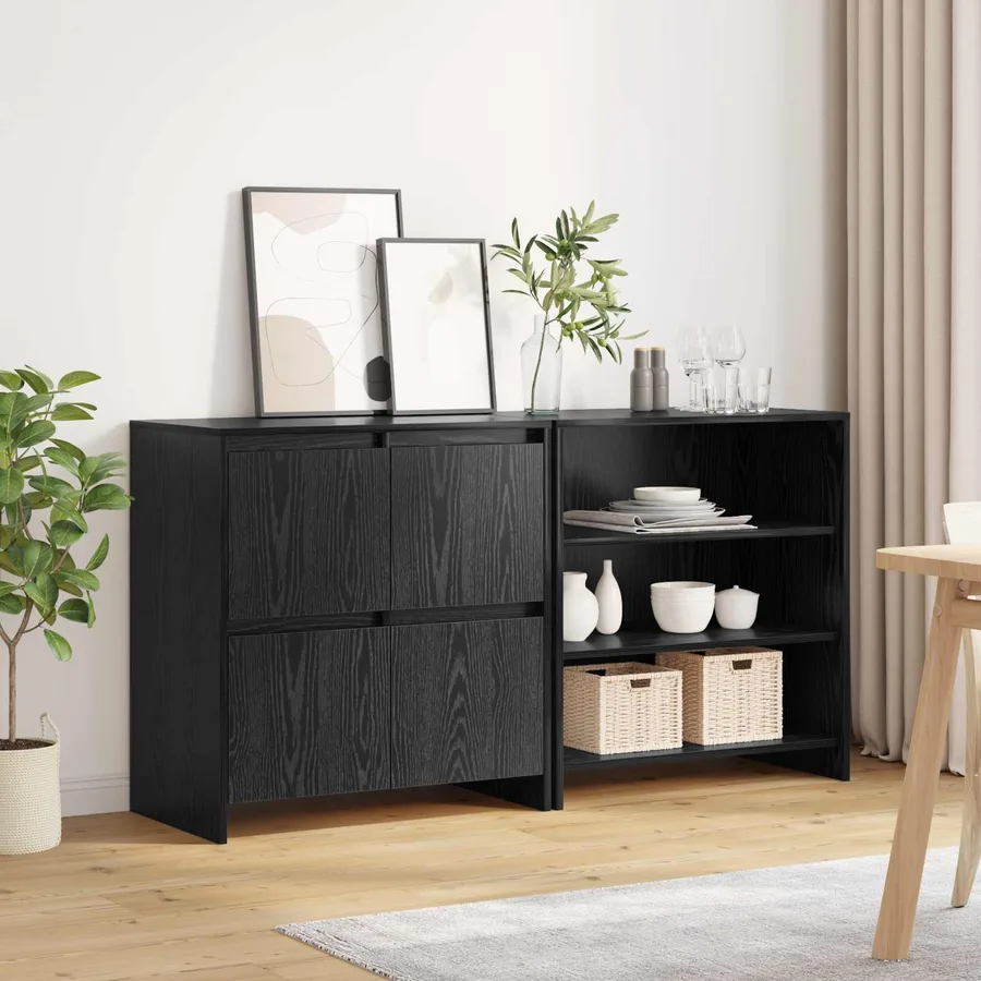 Buffet 2 pcs Chêne noir 70 x 41 x 75 cm Bois d'ingénierie - 4