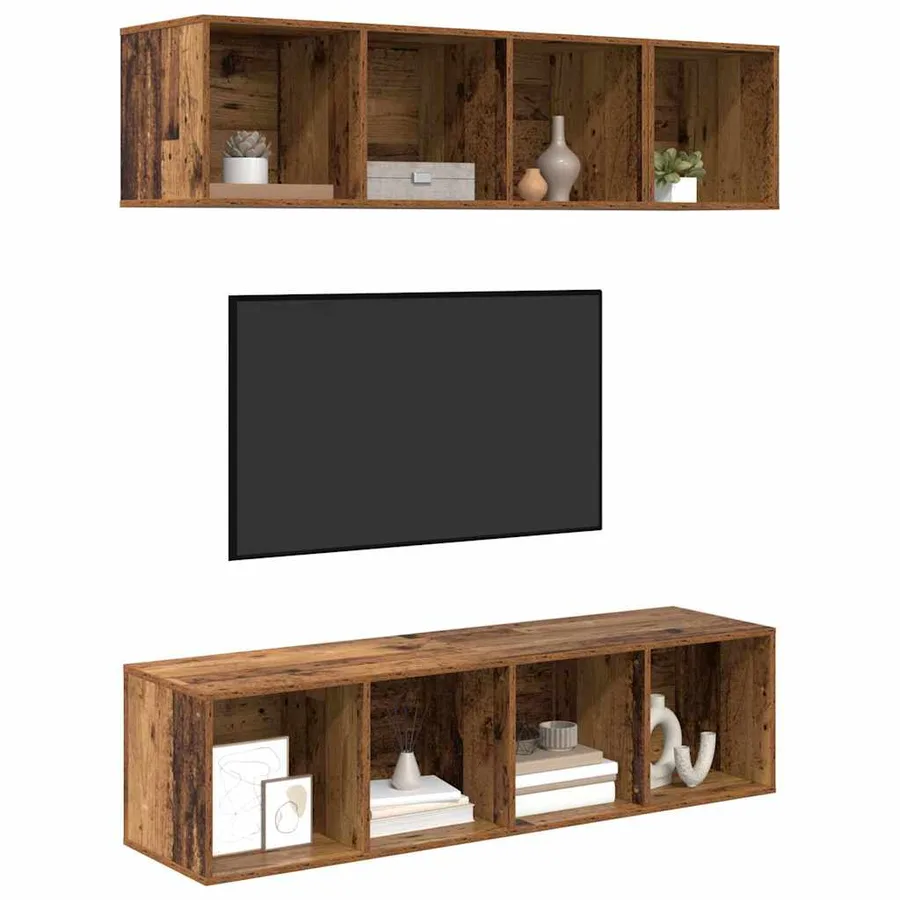 Ensemble meuble TV 3 pcs Bois Ancien Bois d'ingénierie - 3