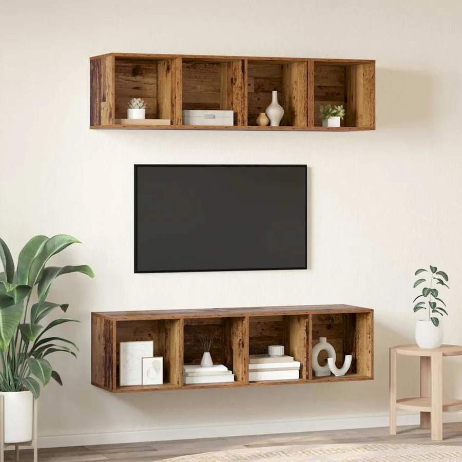 Ensemble meuble TV 3 pcs Bois Ancien Bois d'ingénierie - 4