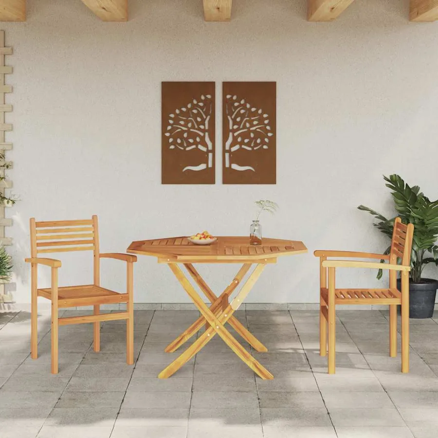 Chaise 2 pcs Marron 56 x 55 x 90,5 cm Bois de teck massif - 3
