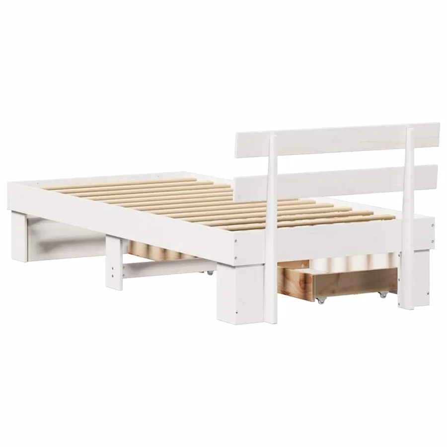 Cadre de lit avec tête de lit Blanc 80 x 200 cm Pin massif - 10