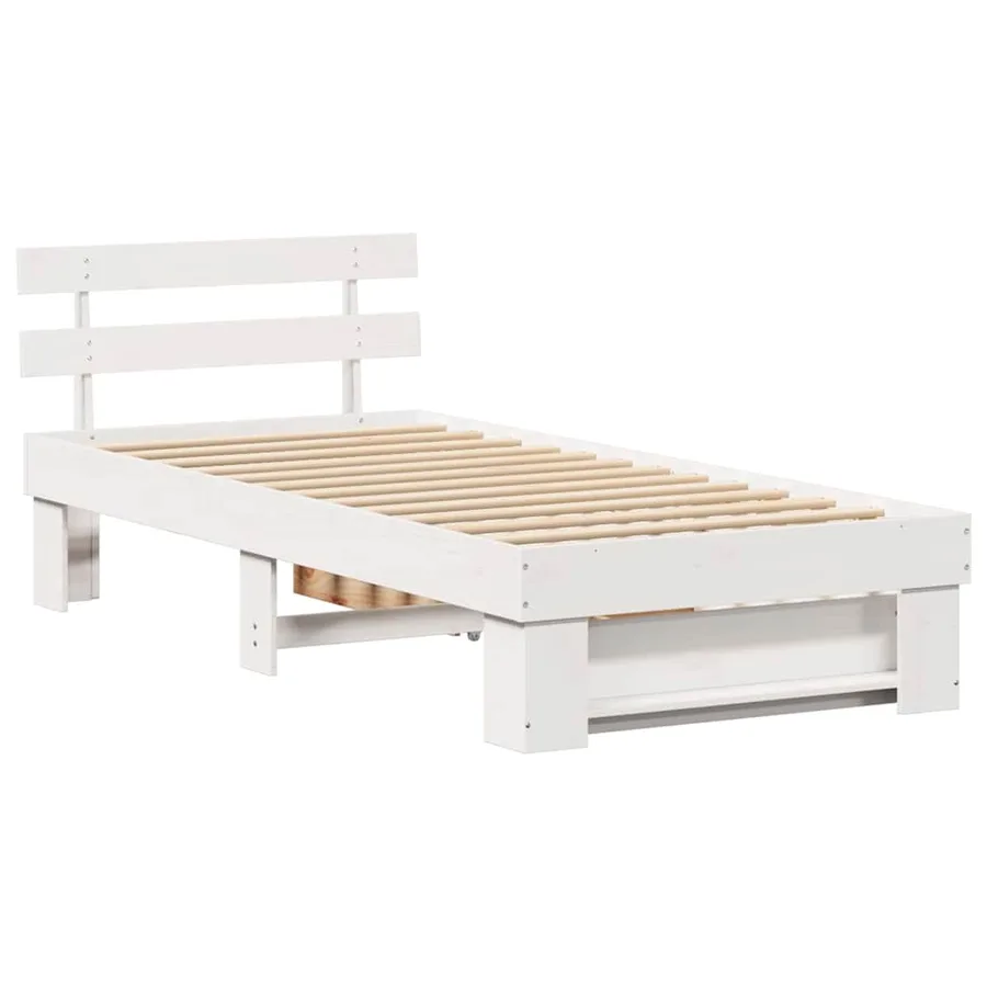 Cadre de lit avec tête de lit Blanc 80 x 200 cm Pin massif - 7