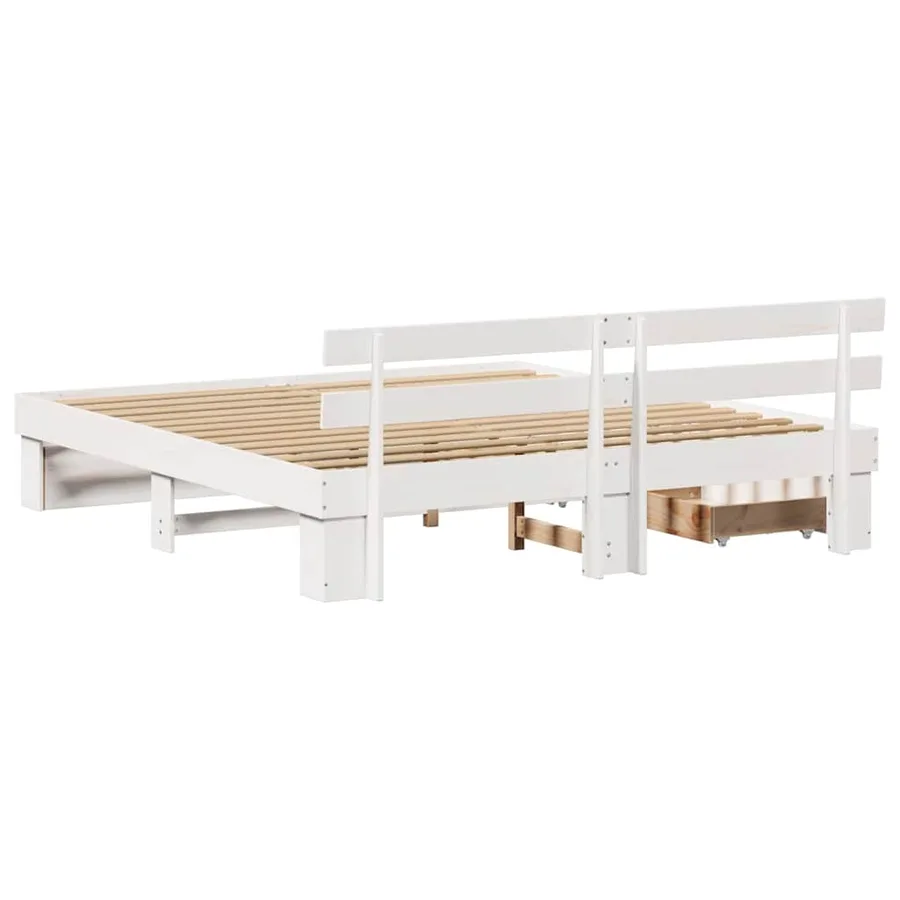 Cadre de lit avec tête de lit Blanc 200 x 200 cm Pin massif - 10