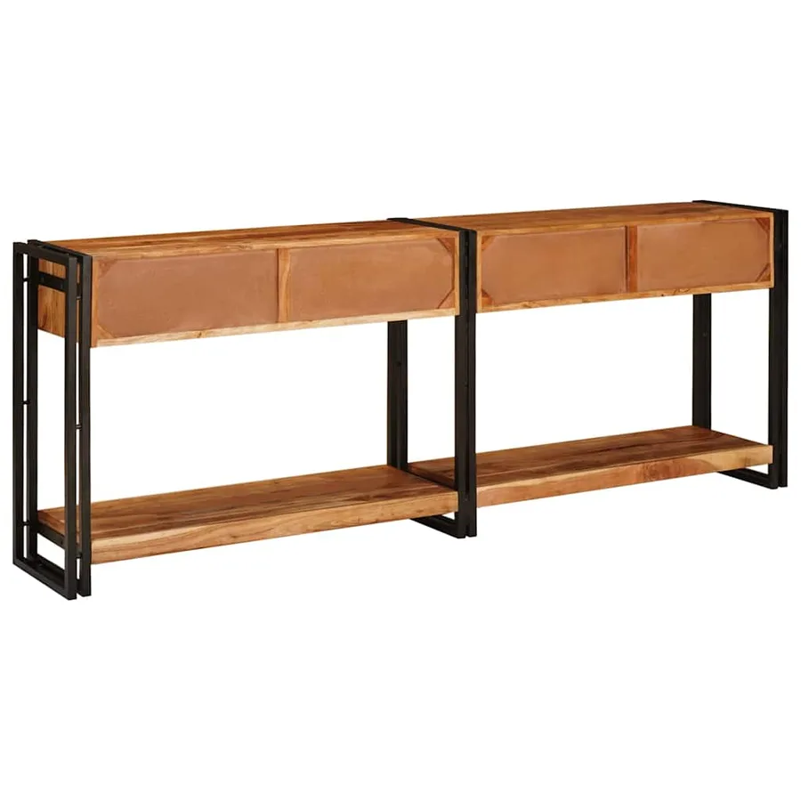 Tables console avec tiroir 2 pcs Marron Bois d'Acacia Massif - 7