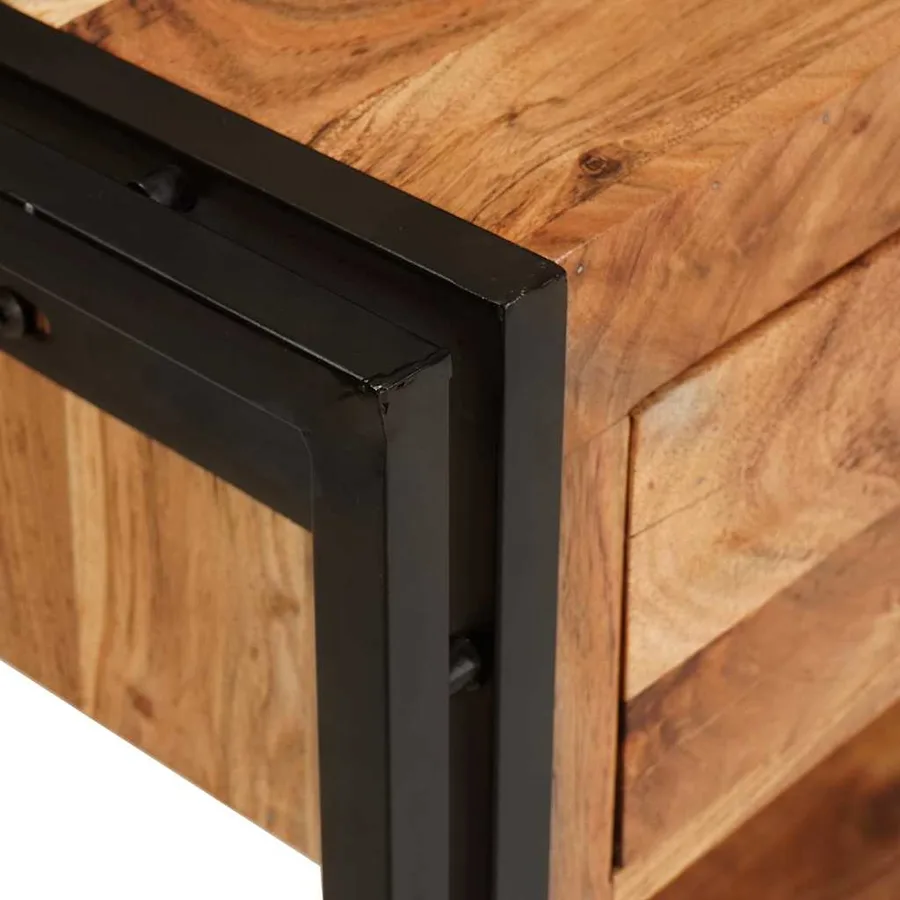 Tables console avec tiroir 2 pcs Marron Bois d'Acacia Massif - 8