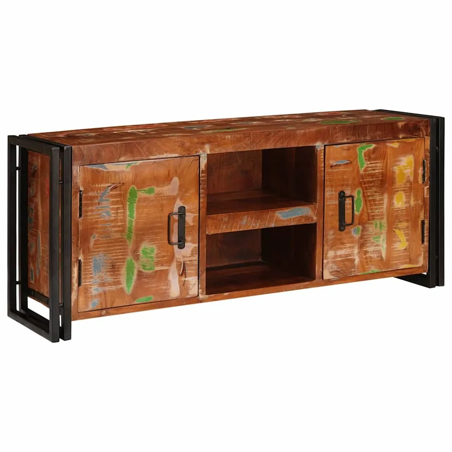 Meuble TV Multicolore 120 x 33 x 50 cm Bois massif recyclé - 3