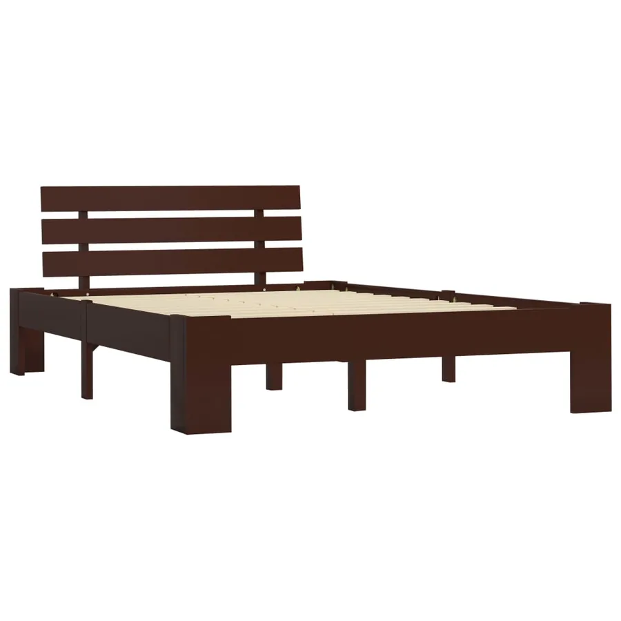Cadre de lit sans matelas marron foncé pin massif 140x200 cm - 2