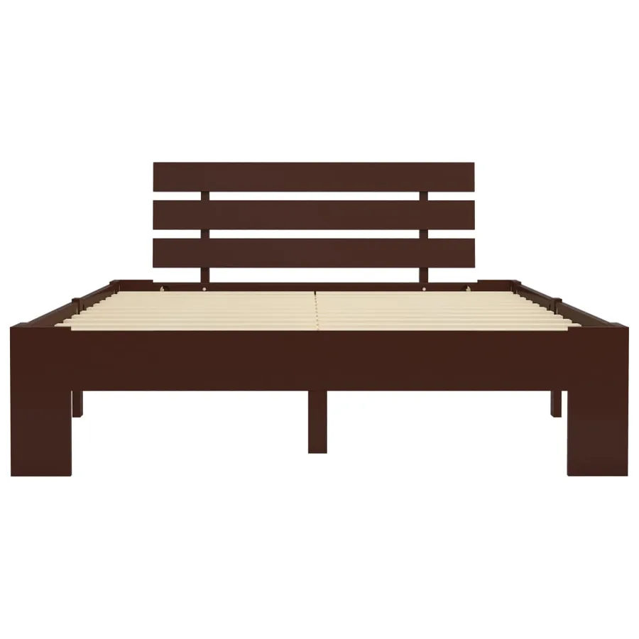 Cadre de lit sans matelas marron foncé pin massif 140x200 cm - 3