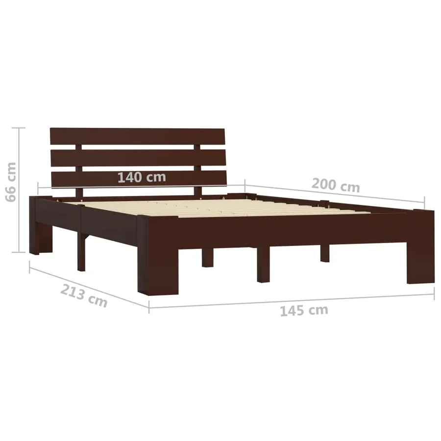 Cadre de lit sans matelas marron foncé pin massif 140x200 cm - 7