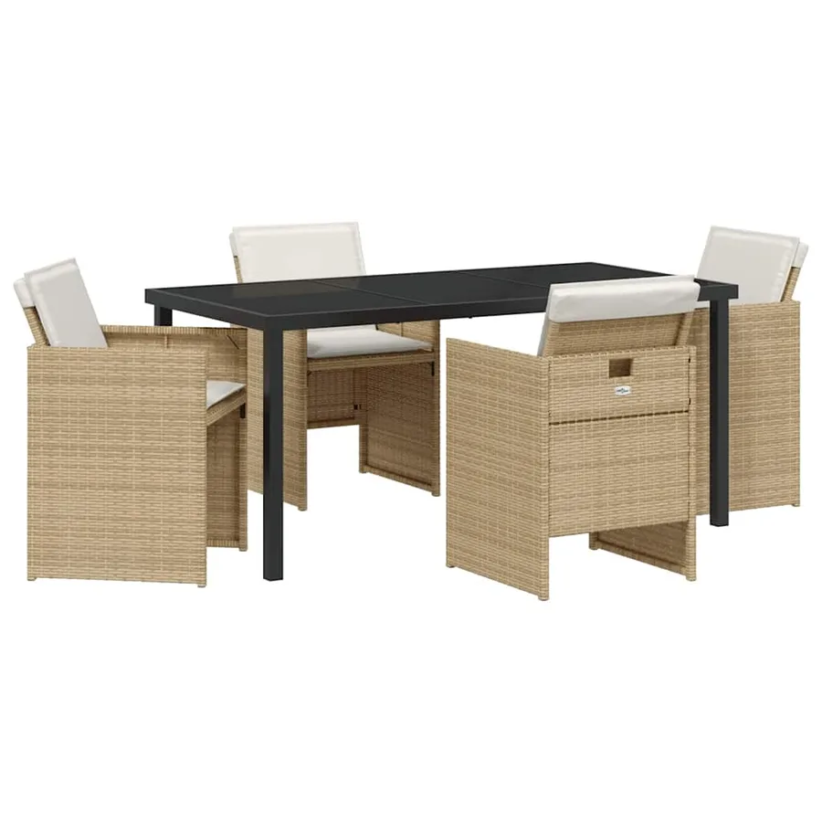 Ensemble de salle à manger pour jardin 5 pcs Beige polyrotin - 2
