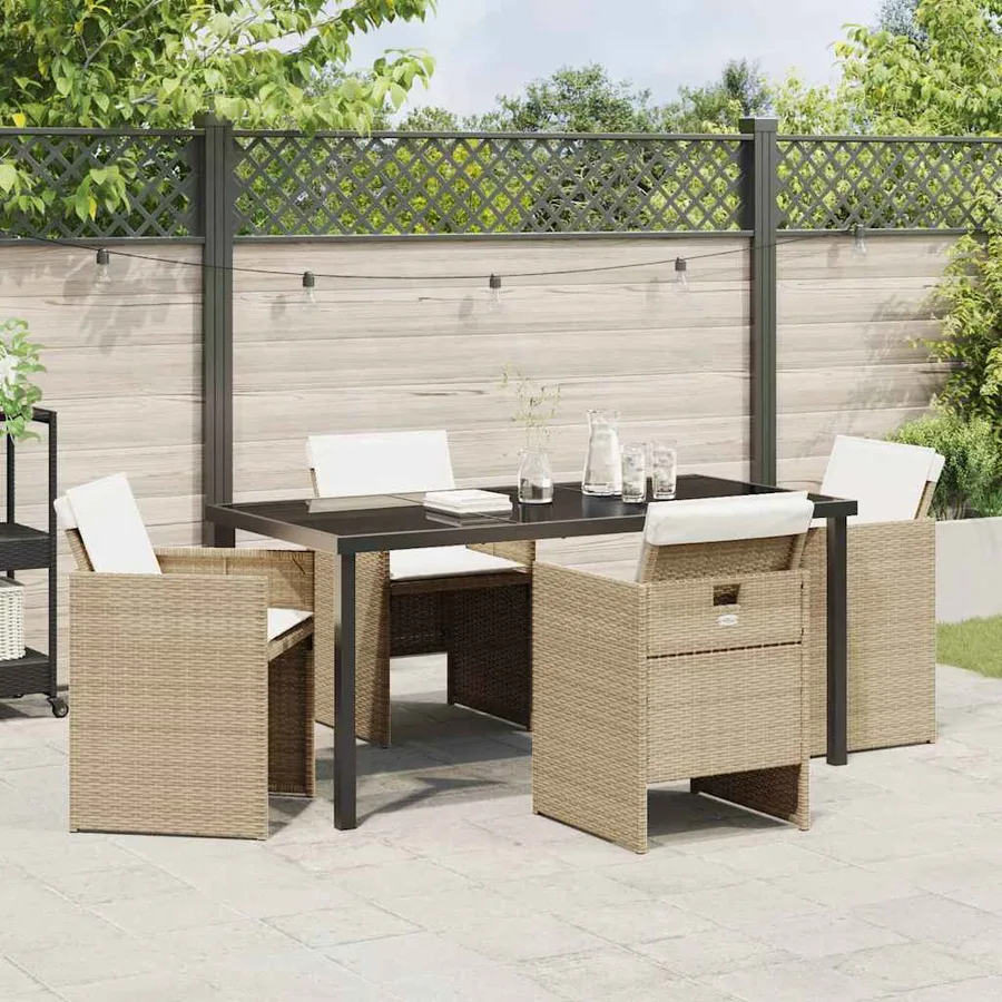 Ensemble de salle à manger pour jardin 5 pcs Beige polyrotin - 4
