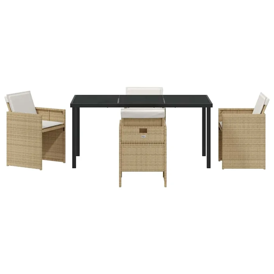Ensemble de salle à manger pour jardin 5 pcs Beige polyrotin - 7