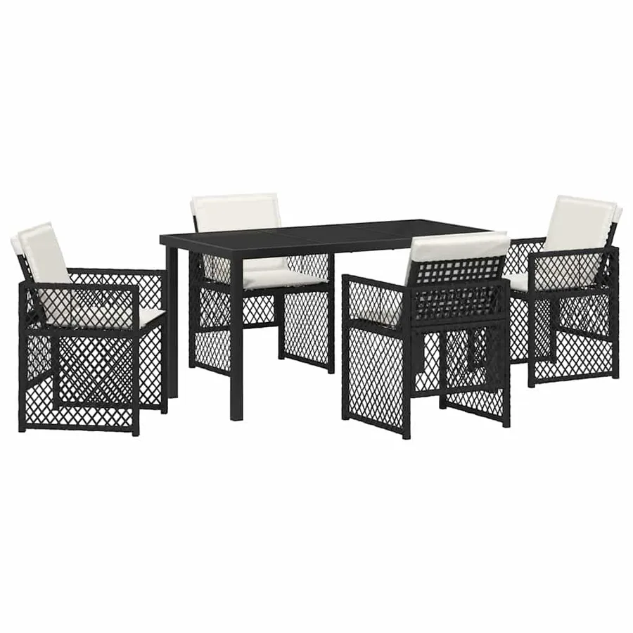 Ensemble de salle à manger pour jardin 5 pcs Noir polyrotin - 2