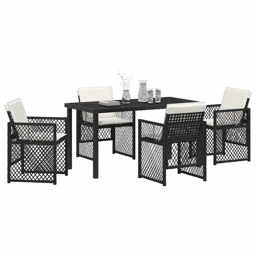 Ensemble de salle à manger pour jardin 5 pcs Noir polyrotin - 3