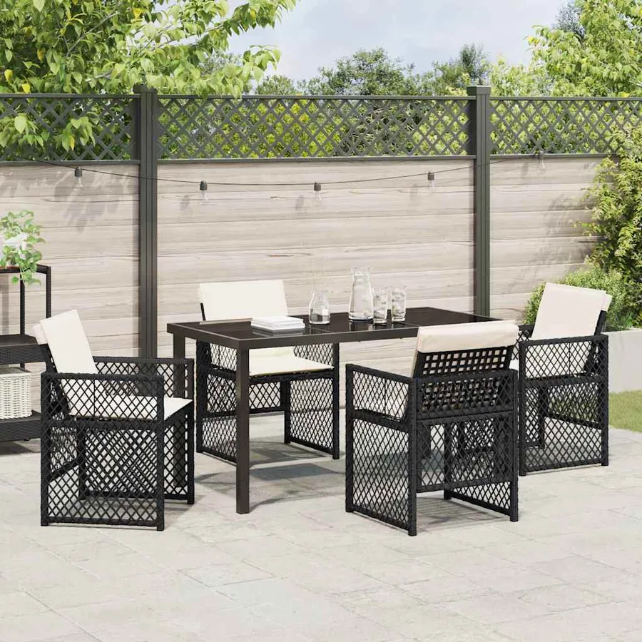 Ensemble de salle à manger pour jardin 5 pcs Noir polyrotin - 4