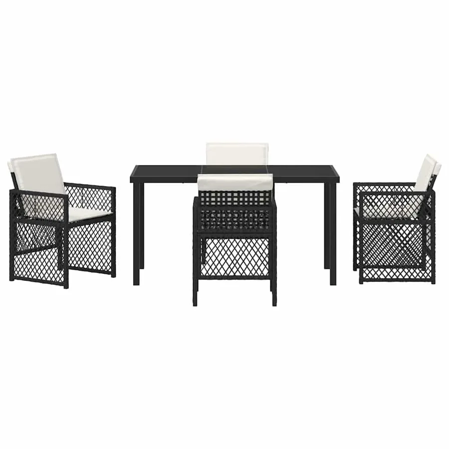 Ensemble de salle à manger pour jardin 5 pcs Noir polyrotin - 7
