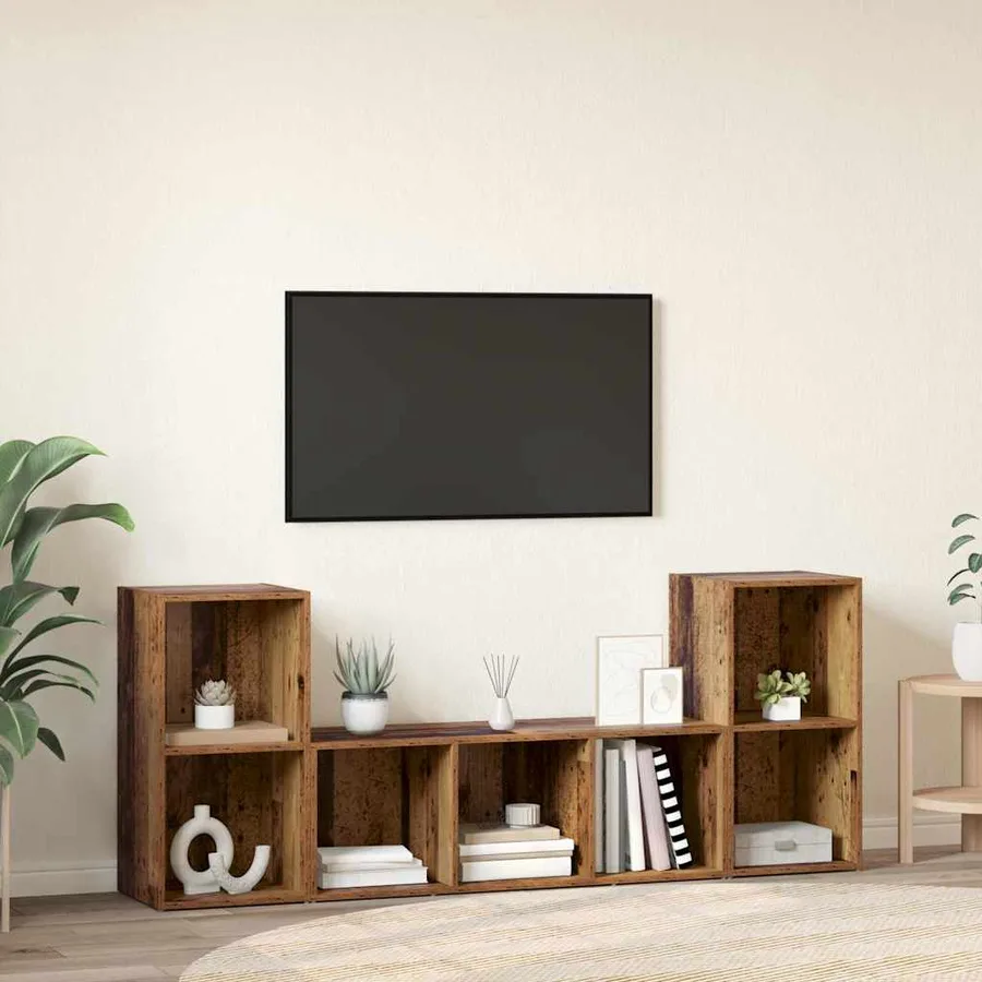 Ensemble meuble TV Montage mural 3 pcs Marron Bois d'ingénierie - 4
