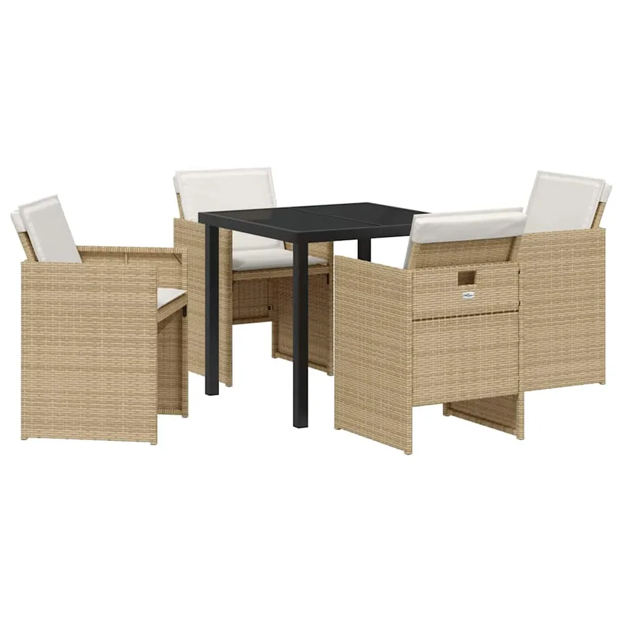Ensemble de salle à manger pour jardin 5 pcs Beige polyrotin - 2