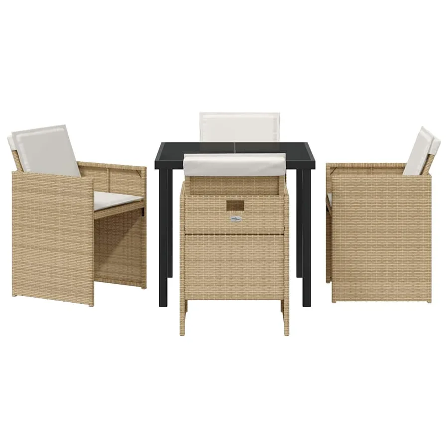 Ensemble de salle à manger pour jardin 5 pcs Beige polyrotin - 7