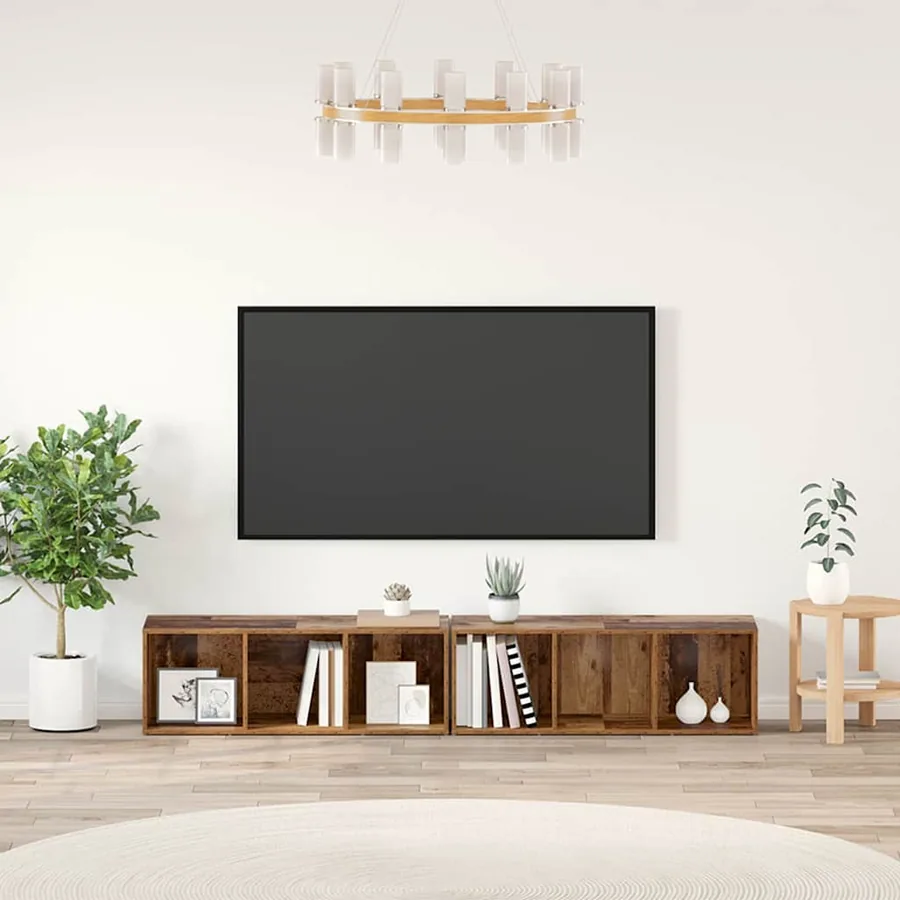 Ensemble meuble TV 2 pcs Bois Ancien 37 x 35 x 107cm